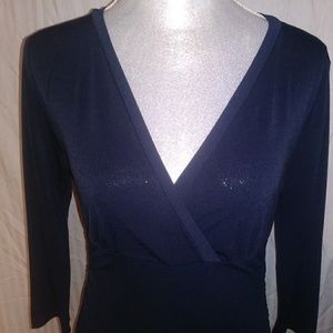 Ann Taylor Black Form Fitting Shirt 3/4 Sleeves